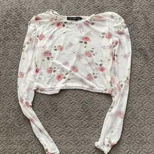 Nasty Gal floral mesh crop top